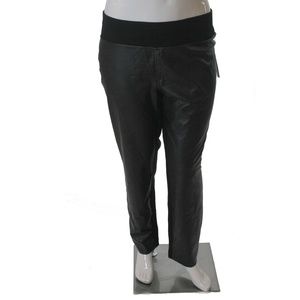 INC Skinny Leg Black Faux Leather Pull On Pants